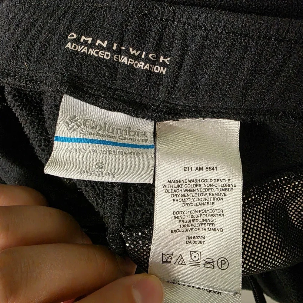 Columbia Mens Omni-wick Fleece‎ Lined Hiking Pants Size S Black Pull On Elastic